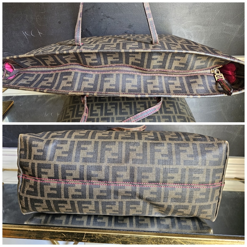Fendi Zucca Coated Canvas Spalmati Roll Shopper Tote Brown - Picture 10 of 15